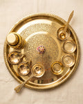 DIGAMBAR Sampoorna Brass Puja Kit actual brass thali and ritual vessels